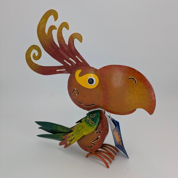 Garden Bird Metal Sculpture Pier 1 Parrot Cockatoo Decor Wacky Whimsical Art 12" - Picture 8 of 9